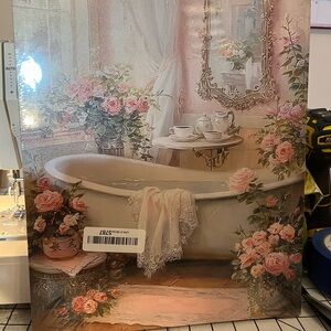 Elegant Floral Bath Canvas Art